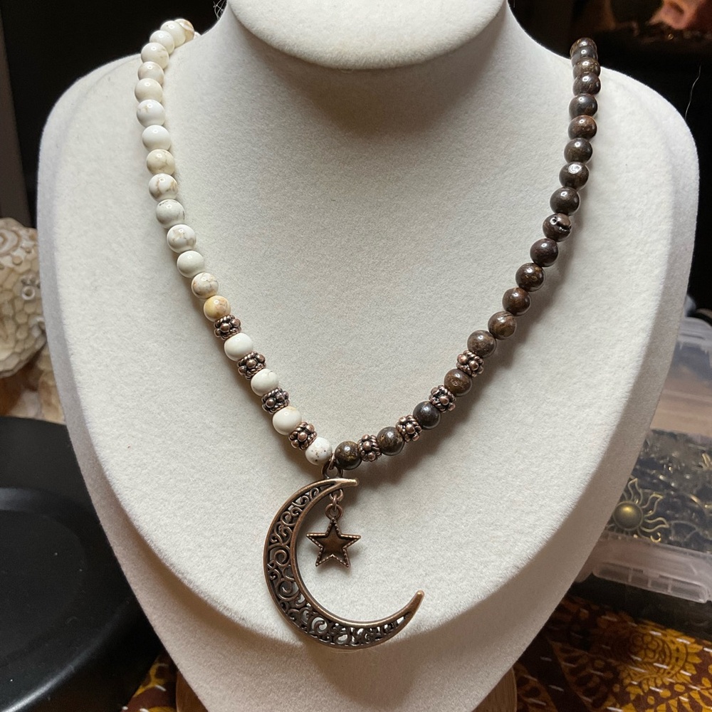 Elegant Crescent Moon Necklace with Star Pendant